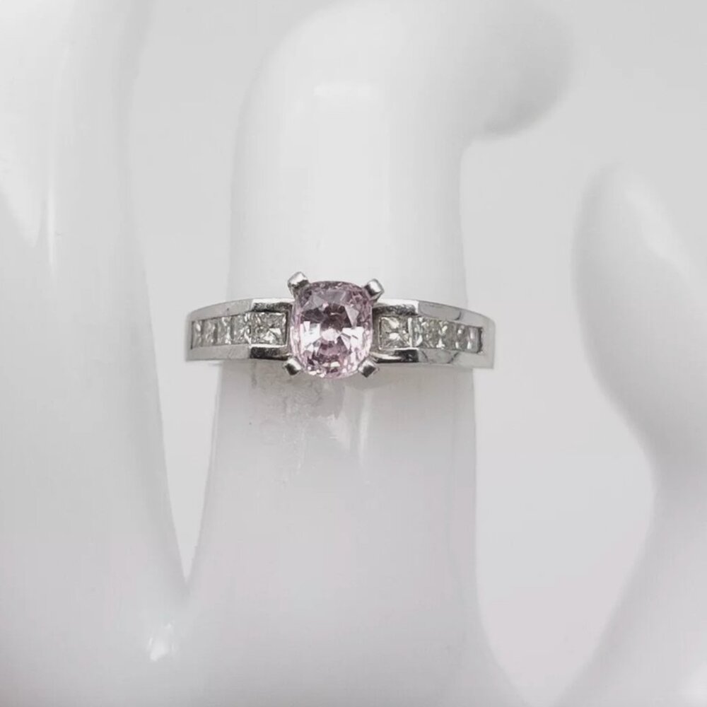1.70ct CERTIFIED Pink Sapphire Diamond Platinum Ring